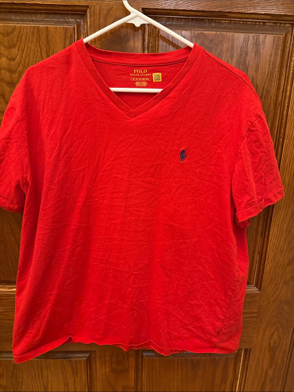 Polo by Ralph Lauren Red V-Neck Tee with Navy Pony